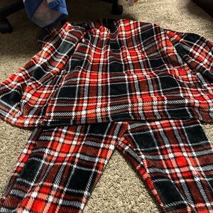 Red and black pjs pants and shirt